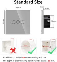 Für WiFi / Zigbee Smart Life IP66 10A Wand-Touch-Schalter mit gehärtetem Glaspanel, kabelloser Smart-Home-Schalter, Alexa-Sprachsteuerung, 110V-240V