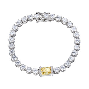 Bracelet Diamant Fleur de Glace, Design Niche Ins, Incrustation de Diamants Jaunes et Roses, Argent S925, Tendance Luxe Léger, Élégance Simple - Product Image 5