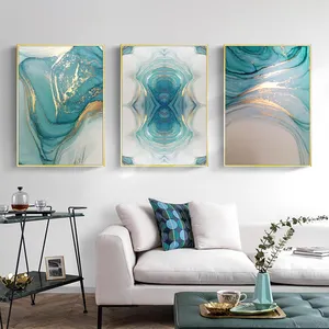 Nordic Light Luxury Blue Canvas Painting Modern Abstract Gold Poster Print Picture decor marble print wall art