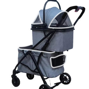 Barato de alta calidad doble cochecito para mascotas cochecito para perros de lujo de 4 ruedas mascota para dos perros gatos - Product Image 1