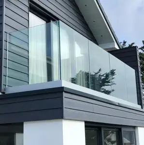 HYQY individuelles Edelstahl-Aluminium-Handgeländer-Balkondeck rahmenloses Glassystem Geländer mit modernem Stildesign