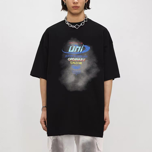 T-shirt a manica corta con stampa casual a manica corta personalizzata per uomini e donne di alta qualità <span class=keywords><strong>in</strong></span> generale nuova maglietta 260G americana con scollatura piccola - Product Image 1