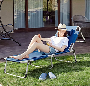 Lit pliant portable léger Chaises longues de loisirs en plein air confortables pour la piscine et les bains de soleil - Product Image 2