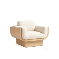 Fauteuil inclinable moderne en bois de chêne naturel pour terrasse d'hôtel, resort, salon nordique, chambres, club, café, chaise d'appoint