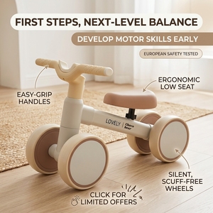 Vélo d'équilibre pour bébé nouveau-né, 4 roues silencieuses, poignées ergonomiques, conduite stable, prix promotionnel de gros - Product Image 1