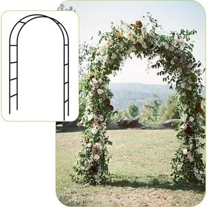 T04225 Bingkai Tengah Pernikahan Indah Tinggi Bingkai Berdiri Latar Belakang Taman Bunga Lingkaran Logam Bingkai Lengkungan Bulat untuk Bunga Pernikahan
