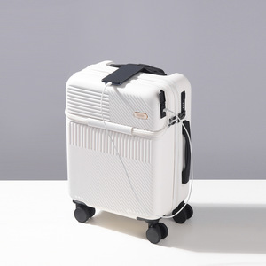 Maleta de Mano Blanca de 20 Pulgadas con Cierre de Cremallera, Ruedas Universales, Resistente, para Viajes de Placer - Product Image 1