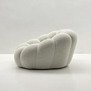 Fluffy Petal Chair Design <b>White</b> Velvet Recliner Sofa for Living Room or Hotel Balcony Contemporary Accent Leisure Armchair - Product Image 3