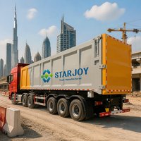 Semirremolque de transferencia de basura STARJOY de 47 cbm y 3 ejes |   Vehículo de Transporte de Residuos de 30 Toneladas para Estaciones de Residuos y Vertederos
