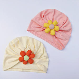 Nuevo sombrero de bebé niña bebé dulce pequeña princesa sombrero 0-3 <span class=keywords><strong>meses</strong></span> niño algodón pequeña flor <span class=keywords><strong>gorra</strong></span> dulce recién nacido mantener caliente turbante - Product Image 5
