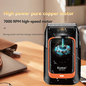 KEMEI Km-t375 Doppel netz köpfe Schwimmender Bart rasierer Typ C Wiederauf ladbarer tragbarer Mini-Rasierapparat IPX5 mit ersetzter Klinge