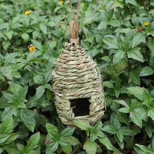 Nido de pájaros tejido a mano de hierba, tamaño mediano, decoración de jardín para exteriores, cesta artesanal de material natural para pájaros - Product Image 3