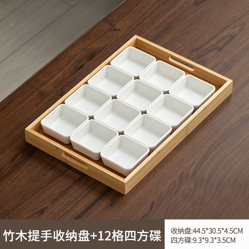 Original color handle tray [44*30*4] 12-compartment square dish