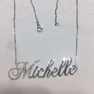 Xinfly 18k Real Gold Jewelry Ice Out Rectangular Pendant Full Natural Diamonds <b>Custom</b> <b>Name</b> Letter <b>Necklace</b> - Product Image 4