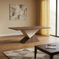 Table à manger géométrique contemporaine, table à manger moderne avec base croisée unique pour salle à manger