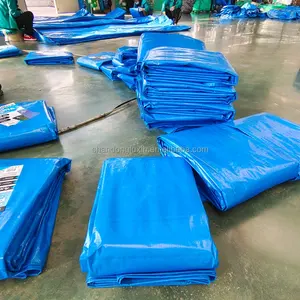 蓝色防水布防水聚乙烯防水布12x 14英尺中型重型通用聚防水布罩