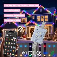 Guirlandes lumineuses de Noël extérieures permanentes 48 V IP68, 250 pieds, 300 pieds, contrôleur intelligent par application, source de lumière LED ponctuelle