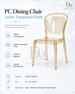 Chaise Moderne en PC Transparent Effet Champagne, Chaise Monobloc en Polycarbonate pour Mariages et Événements, Fournisseur en Gros - Product Image 3