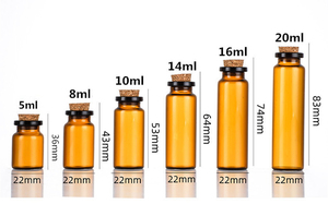Bouteille à souhaits en verre transparent de haute qualité 5 ml/10 ml/15 ml/20 ml Petite bouteille avec bouchon en liège en bois Tube cadeau - Product Image 5