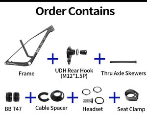 Cadre <span class=keywords><strong>de</strong></span> vélo <span class=keywords><strong>de</strong></span> montagne VTT en <span class=keywords><strong>fibre</strong></span> <span class=keywords><strong>de</strong></span> carbone BXT MTB-086 29er, nouveau, Hardtail, 1100g, frein à disque, UDH Boost, Vertical Compliance - Product Image 3
