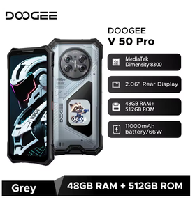 โทรศัพท์มือถือ DOOGEE V50 Pro รุ่นทนทาน Octa Core หน้าจอ LCD 120Hz กันน้ำ 52GB+1TB Dimensity 8300 ขนาด 6.78 นิ้ว FHD+ แบตเตอรี่ 11000mAh ชาร์จเร็ว 66W กล้อง 200MP ระบบปฏิบัติการ Android - Product Image 1
