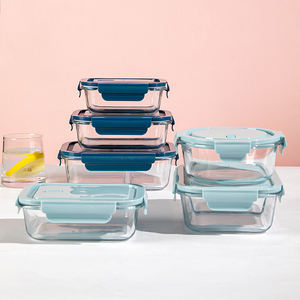 Kotak Makan Kaca 1040ml, Aman untuk Microwave, Kotak Bento Borosilikat Tinggi - Product Image 1