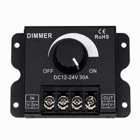 Variateur de lumière LED 12V 24V 30A, contrôleur de variateur PWM rotatif pour bande LED, interrupteur de gradation pour éclairage LED