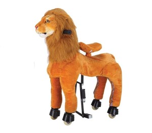 ม้าโยกสำหรับเด็กขนาดกลาง92ซม. ทำจากผ้ากำมะหยี่สำหรับขี่ม้าขนาดเท่าของสัตว์บนล้อ - Product Image 5