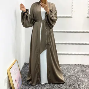 Muslim Women Open Abaya Cardigan Modest Islamic Clothes New Fashion Satin Abaya