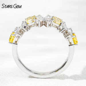 Starsgem 1.44ct Vivid Yellow Lab Grown Diamond E VS 18K White Gold Vintage Unisex Anniversary Band Bague en diamant - Product Image 4