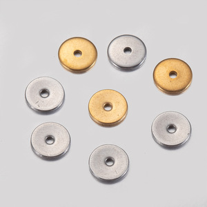 Cuentas espaciadoras de acero inoxidable Mingx, con forma de rueda, chapadas en oro de 18K, sueltas, redondas perforadas, cuentas de posicionamiento DIY - Product Image 2