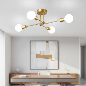 Plafonnier Doré Personnalisable Style Sputnik Moderne Vintage 4 Lumières Culot E27 Forme DIY pour Chambre <span class=keywords><strong>Salon</strong></span> <span class=keywords><strong>Cuisine</strong></span> Restaurant - Product Image 4