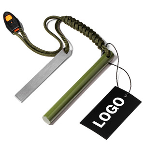 Encendedor de fuego de ferrocero de 5 pulgadas para supervivencia, kit de varilla de ferrocero perforada con cordón y punzón, 5" x 1/2" - Product Image 3