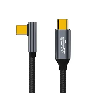 Yeni tip-c hızlı şarj USB C kablosu 90 derece 100W kordon 4K60Hz Video çıkışı hızlı şarj kablosu 10Gbps