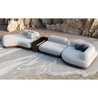 Ensemble de canapés modulaires carrés en tissu avec dossier coussiné et accoudoirs droits, design d'angle unique pour salons spacieux
