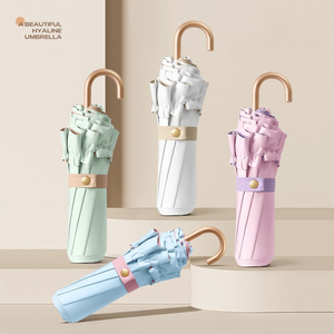 <span class=keywords><strong>Parapluie</strong></span> portable de princesse personnalisé en usine, pliable en 3 sections, avec crochet doré, bordure en dentelle, revêtement UV couleur unie, pour femme, cadeau, protection solaire - Product Image 1