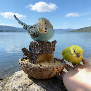 Mangeoire à oiseaux suspendue en résine pour arbre, style européen, durable, pour cour, balcon, jardin - Product Image 2