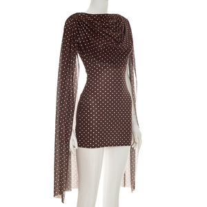 Viviblook Q26DS093 Vestidos de verano para mujer, nuevo vestido informal con estampado de lunares, sin mangas, cuello oscilante, lazo, ajustado, mini vestido ceñido al cuerpo - Product Image 3