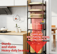 Chariot de rangement mobile en acier à 6 niveaux, robuste, pour micro-ondes, accessoires de cuisine modernes, vente en gros