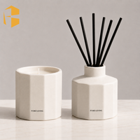 FUBEI LIVING Décoration d'intérieur, ensemble cadeau de luxe minimaliste, diffuseur de parfum en céramique octogonal et pot de bougie parfumée