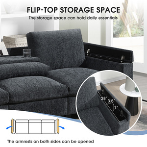 Divano Multifunzionale in Tessuto a 3 Posti, Divano Componibile con Porta USB, Bluetooth e Vano Portaoggetti per Soggiorno/Appartamento/Corridoio - Product Image 3
