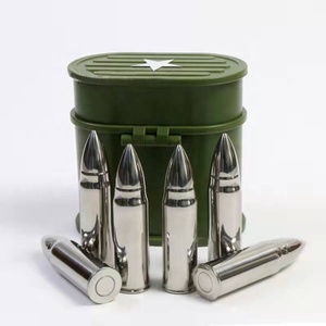 리볼버 베이스 실버/골드 재사용 친환경 아이스 큐브용 총알 모양의 스테인리스 스틸 6 개 세트 - Product Image 5