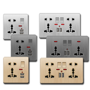 Ổ cắm đa năng 5 chân Uk13A có công tắc, bảng điều khiển PC mạ vàng neon, công tắc và ổ cắm sang trọng, bề mặt chải xước - Product Image 3