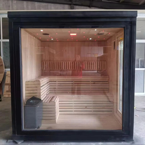 2024 Nhà Máy Bán Buôn Ngoài Trời Vuông Phòng Tắm Hơi Truyền Thống Gỗ Tuyết Tùng Phòng Tắm Hơi Với Màu Đèn - Product Image 1