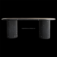 Morden Home Table de comptoir en dalle de marbre au design moderne Table à manger ou table basse en marbre Marquina noire en pierre naturelle