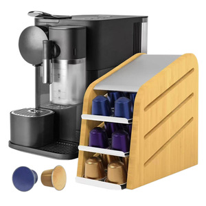 Soporte de madera negro para cápsulas de café, soporte para vasos de papel, estante de almacenamiento para tiendas de café y té con leche, estante de almacenamiento para mostrador de bar. - Product Image 5
