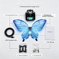 Papillon Bionique Volant Simulé à LED avec Ailes Battantes pour Mariage, Contrôle à Distance, Divertissement Intérieur, Fête de Mariage