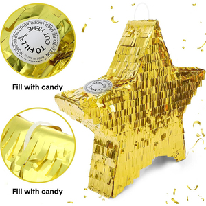 Décorations de fête d'anniversaire d'enfants personnalisées en gros <span class=keywords><strong>Pinata</strong></span> étoile en feuille d'or Jouets et décorations de douche de bébé <span class=keywords><strong>Pinata</strong></span> étoile - Product Image 4