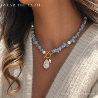 Collier Pendentif Breloque Perle en Pierres Précieuses Naturelles, Fermoir à Levier Doré, Style Bohème, Cristal de Guérison, Vente en Gros pour Femmes