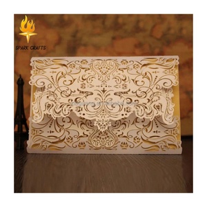 Carte d'invitation découpée au laser de bonne qualité, pièces, carte de mariage professionnelle - Product Image 1